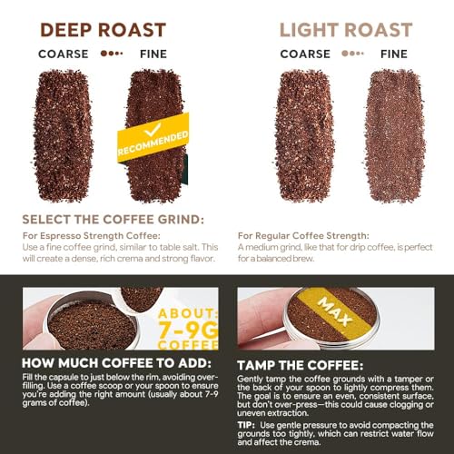 RECAFIMIL Stainless Steel Reusable V ertuo Coffee Capsule, Metal Refillable Coffee Pod Brewing Espresso 70ML/2.4OZ(SMALL), N-espresso V-ertuoline Reusable Coffee Pod Compatible With GCA1,ENV135, 1 Pod 1 Tamper - Image 4
