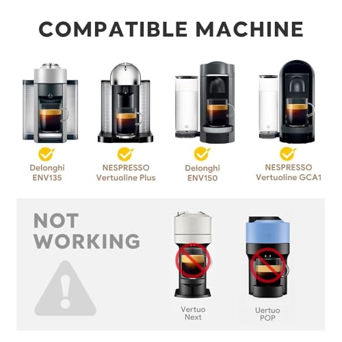 RECAFIMIL Stainless Steel Reusable V ertuo Coffee Capsule, Metal Refillable Coffee Pod Brewing Espresso 70ML/2.4OZ(SMALL), N-espresso V-ertuoline Reusable Coffee Pod Compatible With GCA1,ENV135, 1 Pod 1 Tamper - Image 2