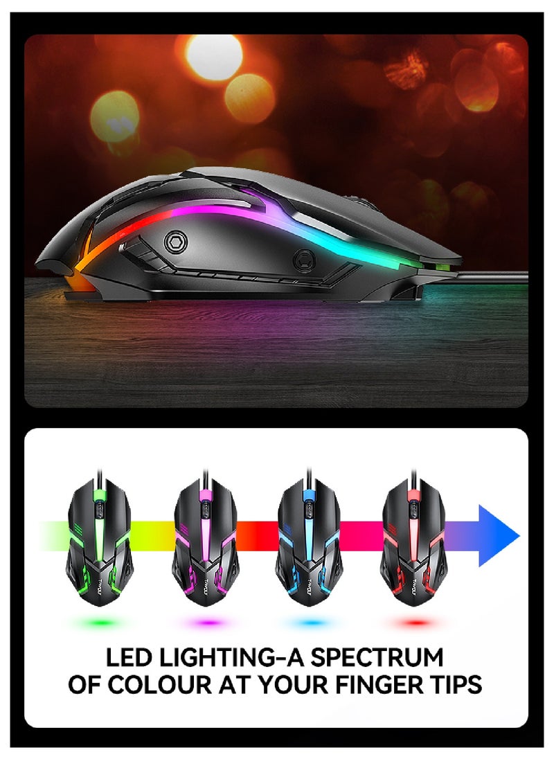 T-WOLF - 4 in1 Gaming Keyboard Whit Mouse pad Mouse Gaming Headset Wired Led Rgb Backlight Bundle For Pc Gamers and Xbox and PS4 TF240 - Image 1