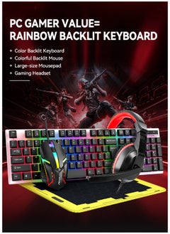 T-WOLF 4 in1 Gaming Keyboard Whit Mouse pad Mouse Gaming Headset Wired Led Rgb Backlight Bundle For Pc Gamers and Xbox and PS4 TF240  - Image 5