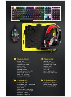 T-WOLF 4 in1 Gaming Keyboard Whit Mouse pad Mouse Gaming Headset Wired Led Rgb Backlight Bundle For Pc Gamers and Xbox and PS4 TF240  - Image 2
