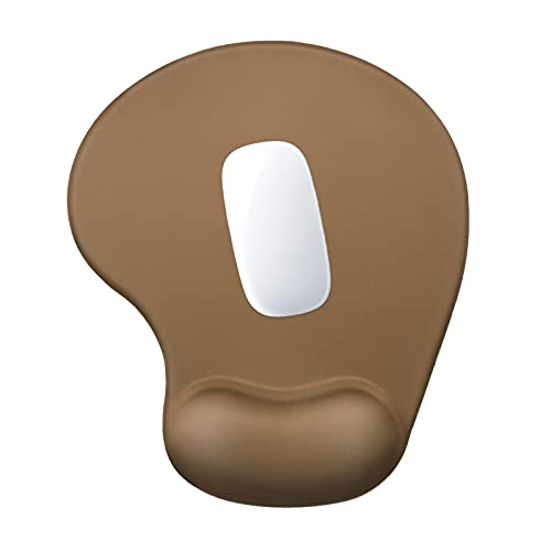 Hsurbtra Ergonomic Mouse Pad with Wrist Rest Support, Gel Mouse Pads with Non-Slip PU Base, Pain Relief Memory Foam Computer Mat, Cute Office Supplies Desk Decro Accessories, Leather Brown - Image 1