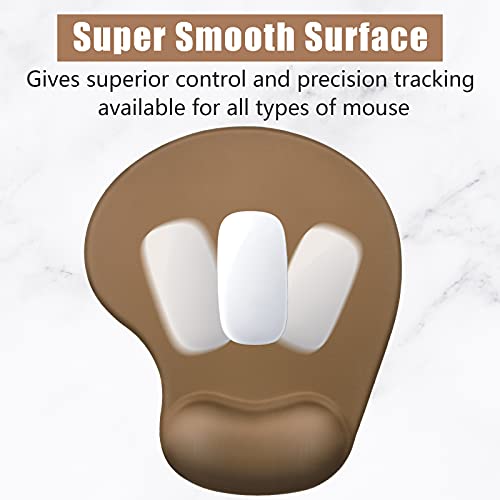 Hsurbtra Ergonomic Mouse Pad with Wrist Rest Support, Gel Mouse Pads with Non-Slip PU Base, Pain Relief Memory Foam Computer Mat, Cute Office Supplies Desk Decro Accessories, Leather Brown - Image 4