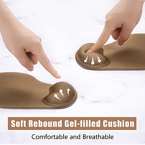 Hsurbtra Ergonomic Mouse Pad with Wrist Rest Support, Gel Mouse Pads with Non-Slip PU Base, Pain Relief Memory Foam Computer Mat, Cute Office Supplies Desk Decro Accessories, Leather Brown - Image 3