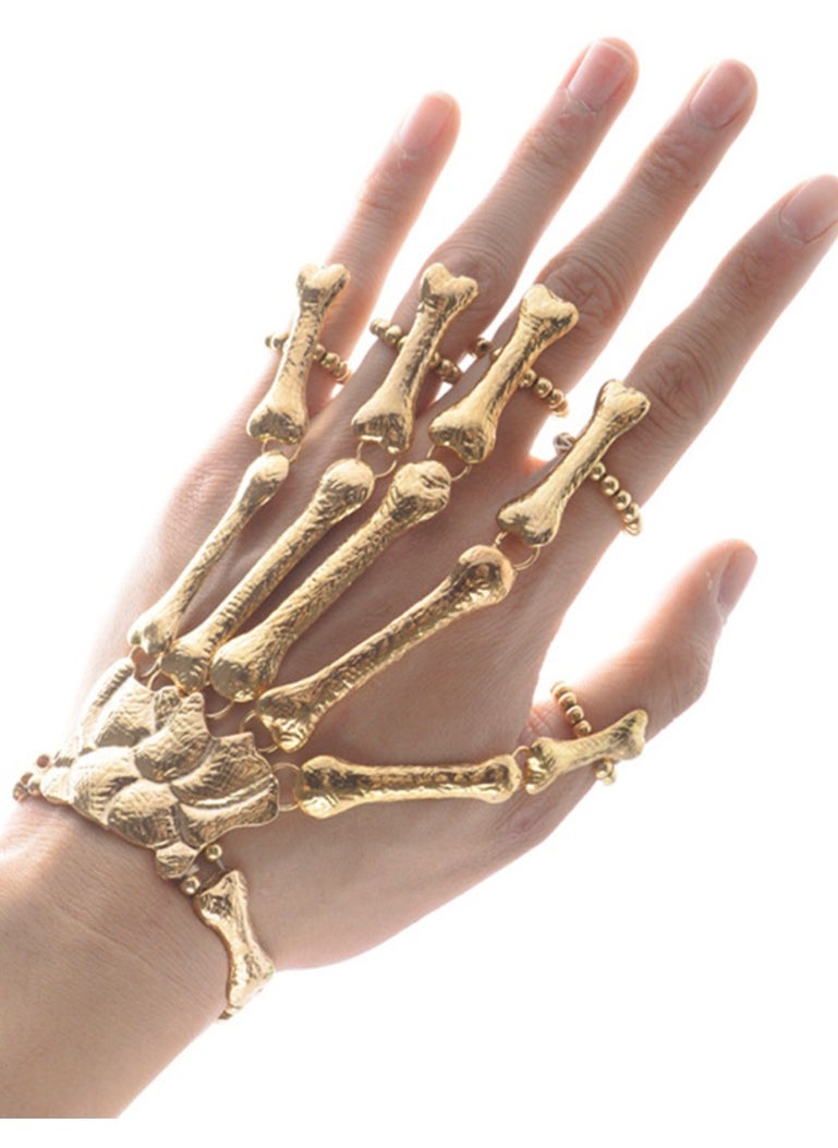 Halloween Horror Hand Finger Bone Punk Bracelet for Women Men Kids Chic Unique Jewelry Accessories Prom Party |AMAZING EGP| with Adjustable Ring Wristband Handmade Punk Jewelry (GOLD) - pzsku/Z30C77E76ADE79A8183FFZ/45/_/1730113617/838891bc-4e64-4765-93a0-7893221d8558