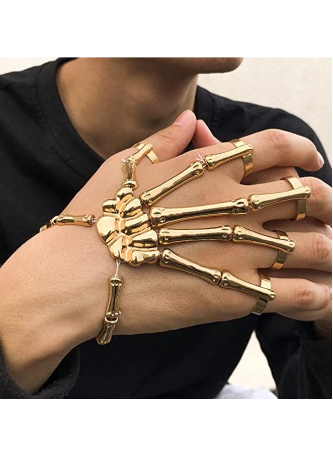 Halloween Horror Hand Finger Bone Punk Bracelet for Women Men Kids Chic Unique Jewelry Accessories Prom Party |AMAZING EGP| with Adjustable Ring Wristband Handmade Punk Jewelry (GOLD) - pzsku/Z30C77E76ADE79A8183FFZ/45/_/1730113637/05b7c89a-0583-4004-89f9-161ba7ab2bc1