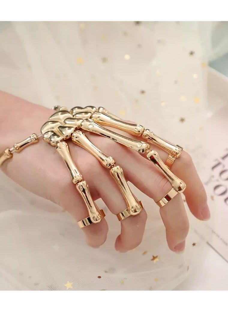 Halloween Horror Hand Finger Bone Punk Bracelet for Women Men Kids Chic Unique Jewelry Accessories Prom Party |AMAZING EGP| with Adjustable Ring Wristband Handmade Punk Jewelry (GOLD) - pzsku/Z30C77E76ADE79A8183FFZ/45/_/1730113667/59eb6103-0a5a-4a96-822c-936b49c13566