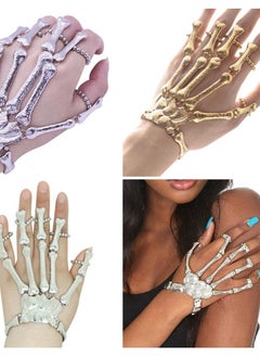 amazing.EGP Halloween Horror Hand Finger Bone Punk Bracelet for Women Men Kids Chic Unique Jewelry Accessories Prom Party |AMAZING EGP| with Adjustable Ring Wristband Handmade Punk Jewelry (GOLD)  - Image 5