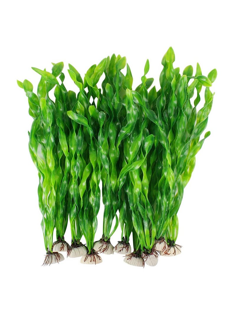 Generic Artificial Seaweed Water Plants for Aquarium Plastic Fish Tank Plant Decorations 10 PCS (Green)  - Image 1