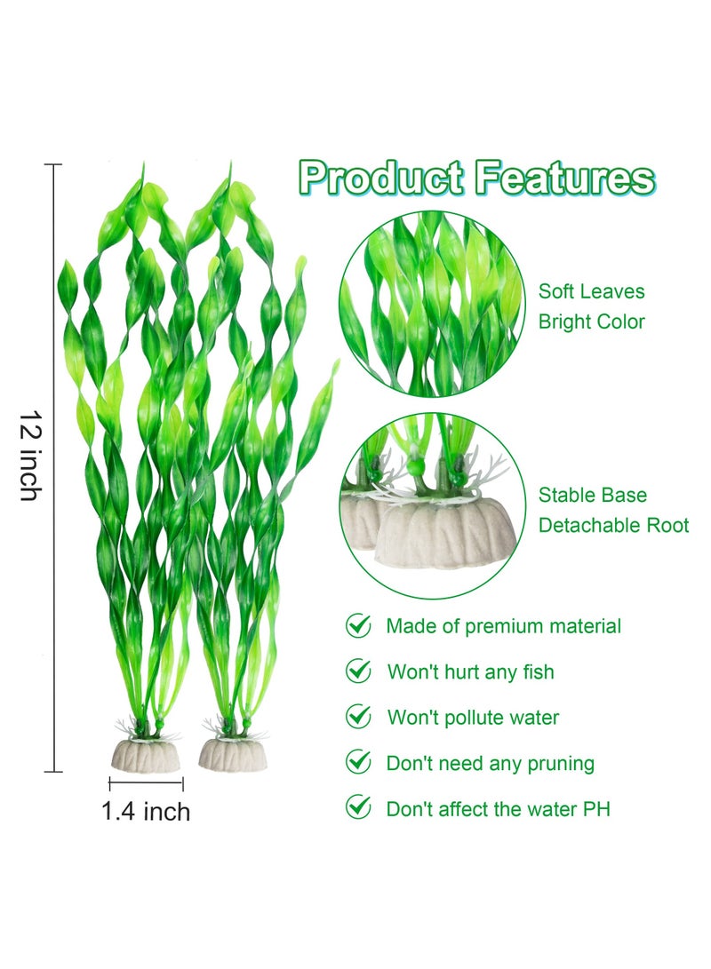 Generic Artificial Seaweed Water Plants for Aquarium Plastic Fish Tank Plant Decorations 10 PCS (Green)  - Image 2