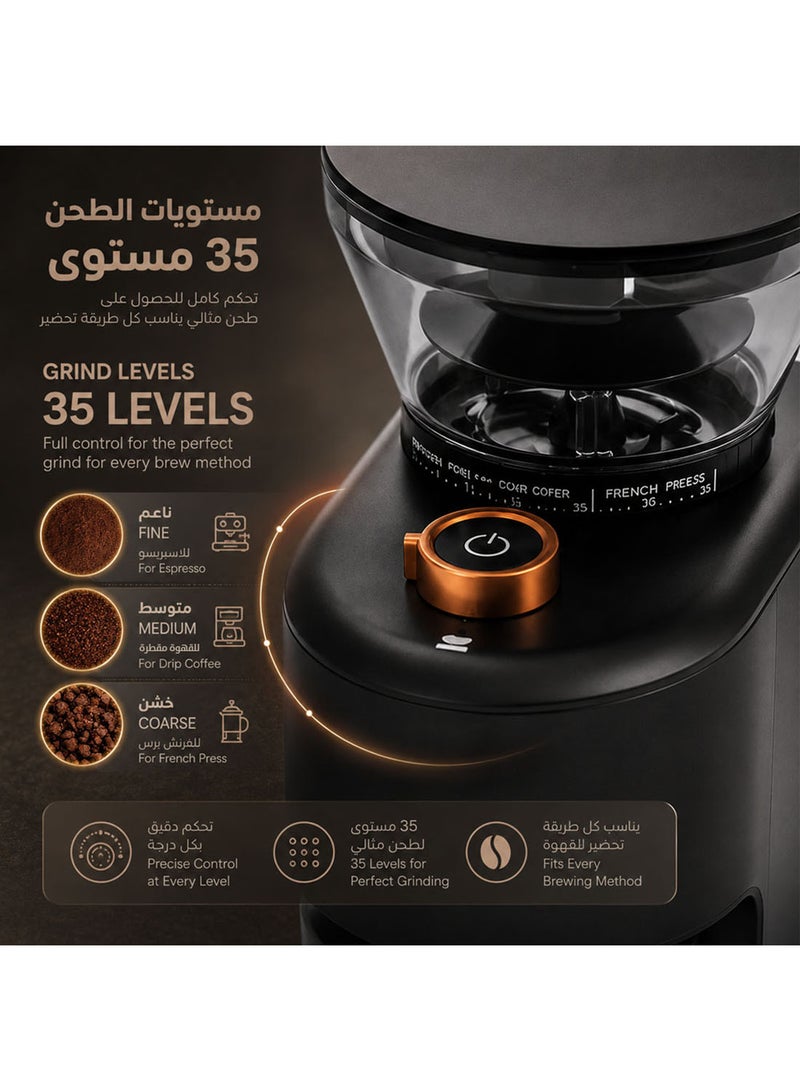 REBUNE Coffee Bean Grinder 200 W RE-2-089 Black - Image 4