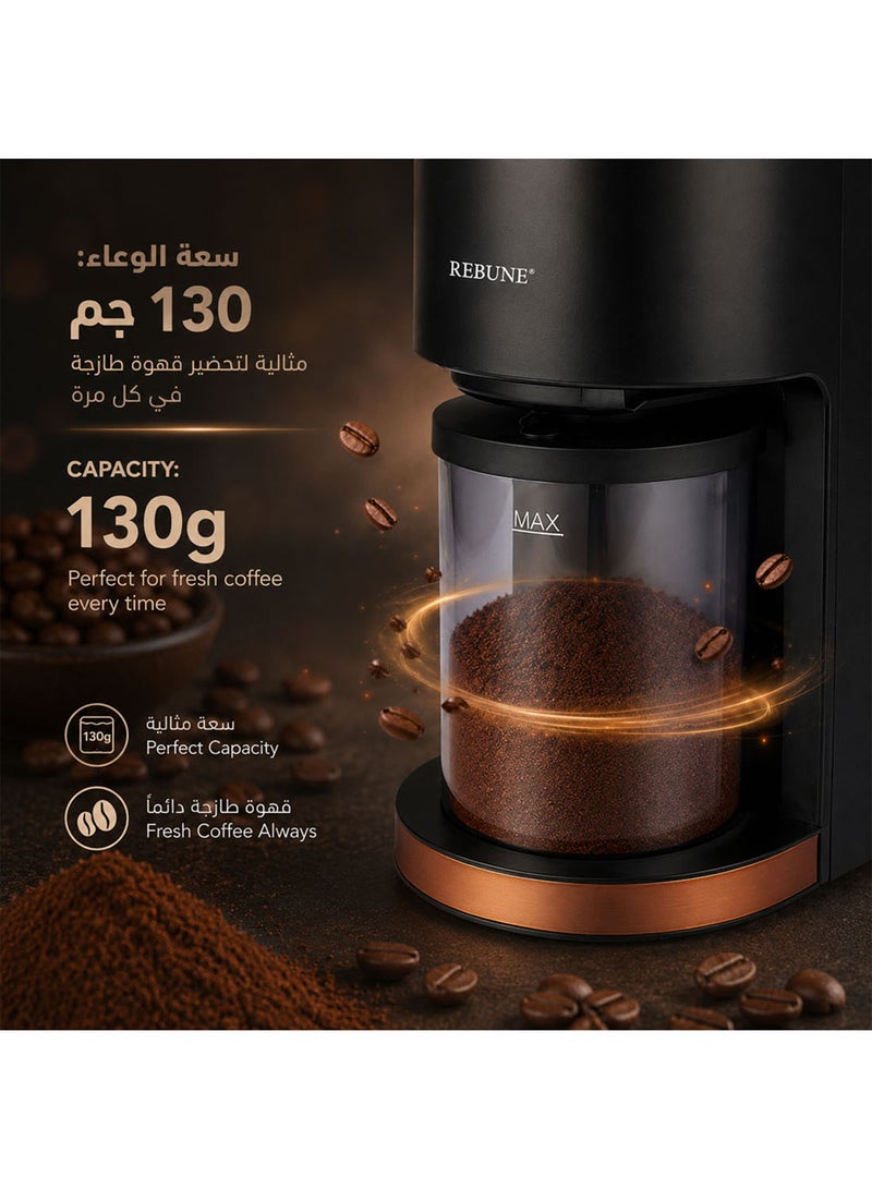 REBUNE Coffee Bean Grinder 200 W RE-2-089 Black - Image 3