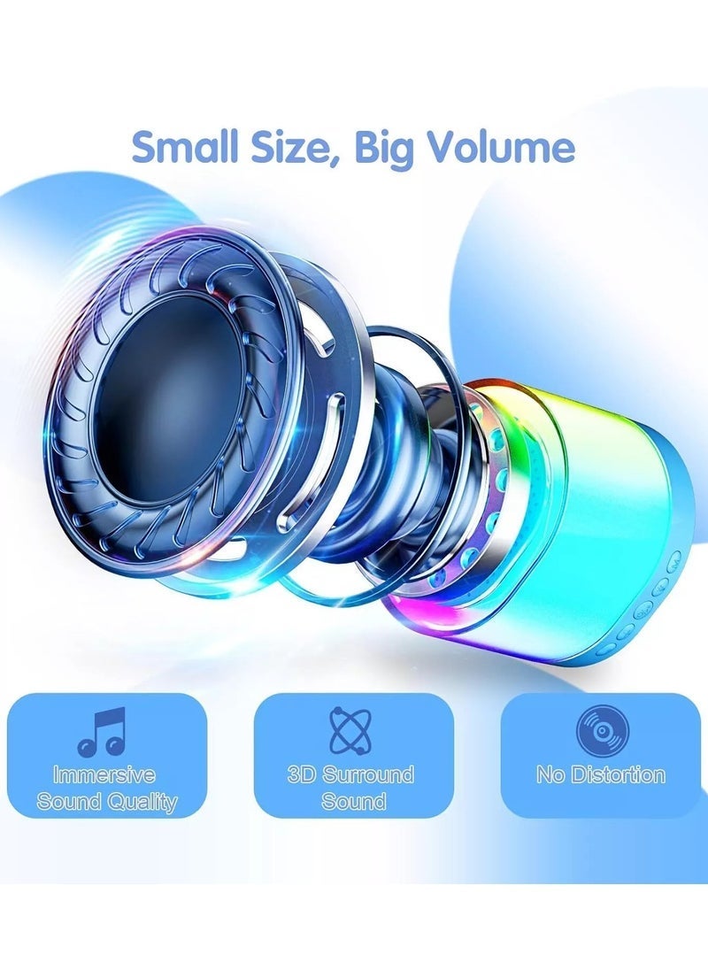 JAJEEK Kids Portable Karaoke Machine with 2 Microphones Colorful LED Lights TF Card and AUX Support Fun Singing Toy Gift for Boys and Girls – Blue Karaoke Speaker for Parties and Birthdays - Image 5