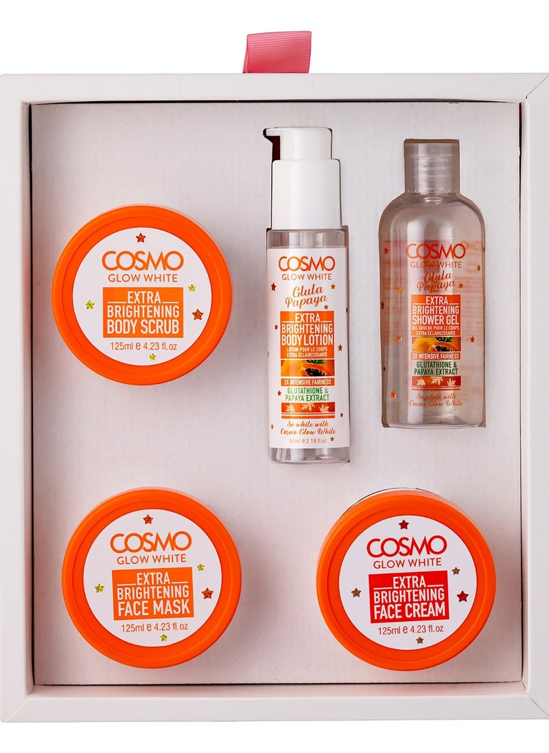 COSMO An Extra Brightening Kit Consisting Of 5 Skin And Body Care Products With Glutathione And Papaya Extract  - Image 2