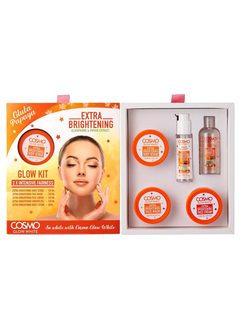 COSMO An Extra Brightening Kit Consisting Of 5 Skin And Body Care Products With Glutathione And Papaya Extract  - Image 3