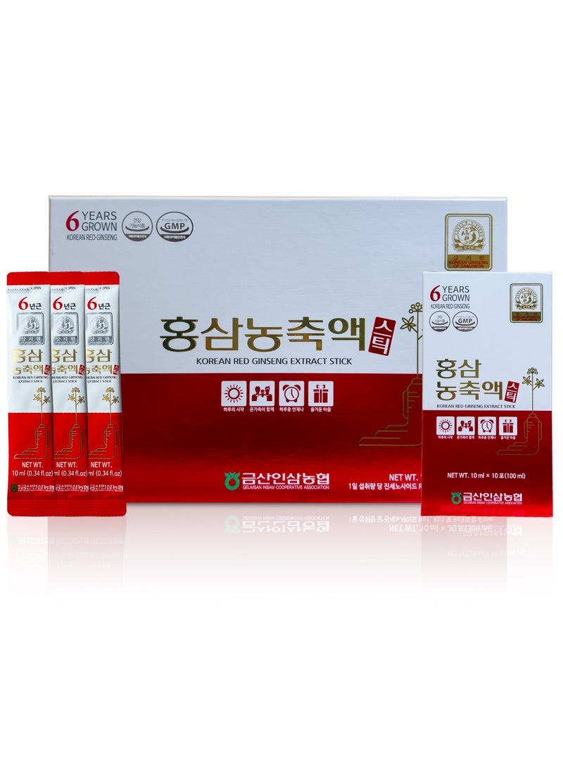 Korean Ginseng of Samjiwon - Pure Red Ginseng Extract Stick ,6 Years Grown ,Boost Energy, Strengthens Immunity, GMP Standards,10 ml x 30 sticks - Image 1