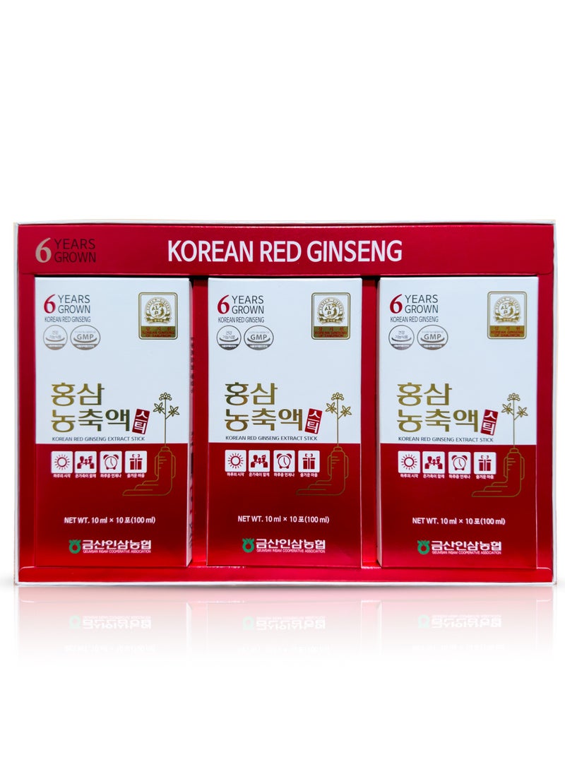 Korean Ginseng of Samjiwon - Pure Red Ginseng Extract Stick ,6 Years Grown ,Boost Energy, Strengthens Immunity, GMP Standards,10 ml x 30 sticks - Image 1