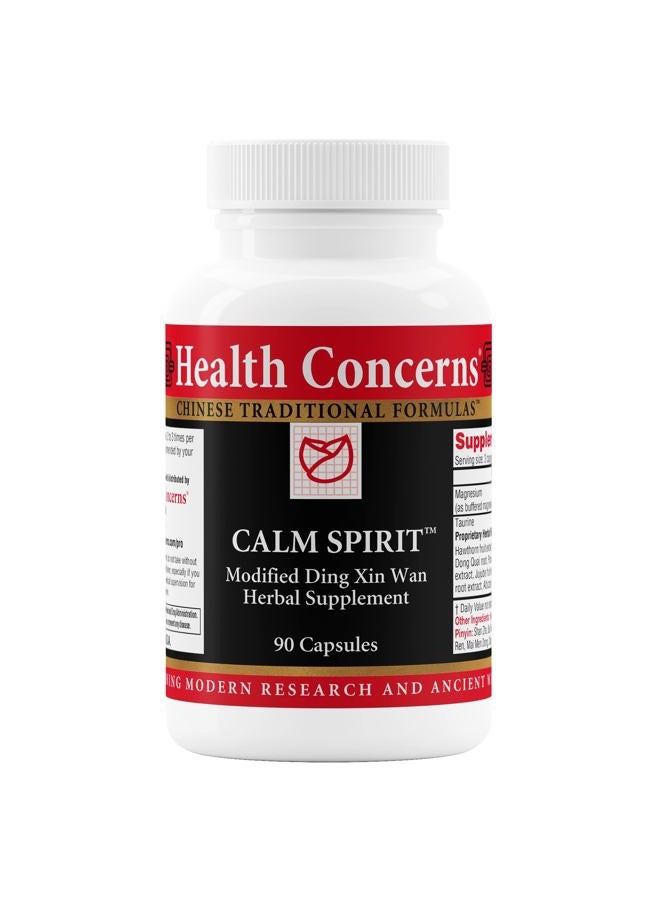 Health Concerns Calm Spirit - Calming Support Supplements for Men & Women - Eases Tension & Nervousness - Magnesium, Hawthorn, Chinese Peony & More - 90 Capsules - Image 1