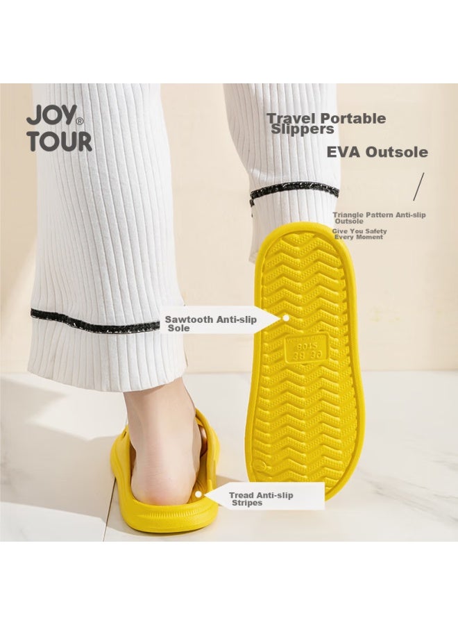 JOY TOUR Joytour Reusable Slippers, Portable Travel Bathroom Non-slip Couple Sandals With Storage Bag, Yellow 38-39  - Image 4