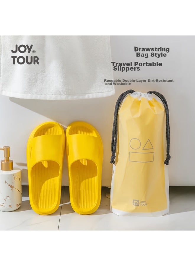 JOY TOUR Joytour Reusable Slippers, Portable Travel Bathroom Non-slip Couple Sandals With Storage Bag, Yellow 38-39  - Image 5