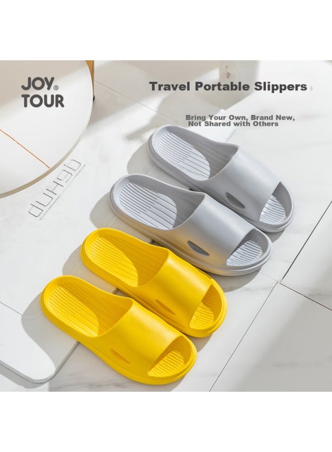 JOY TOUR Joytour Reusable Slippers, Portable Travel Bathroom Non-slip Couple Sandals With Storage Bag, Yellow 38-39  - Image 2