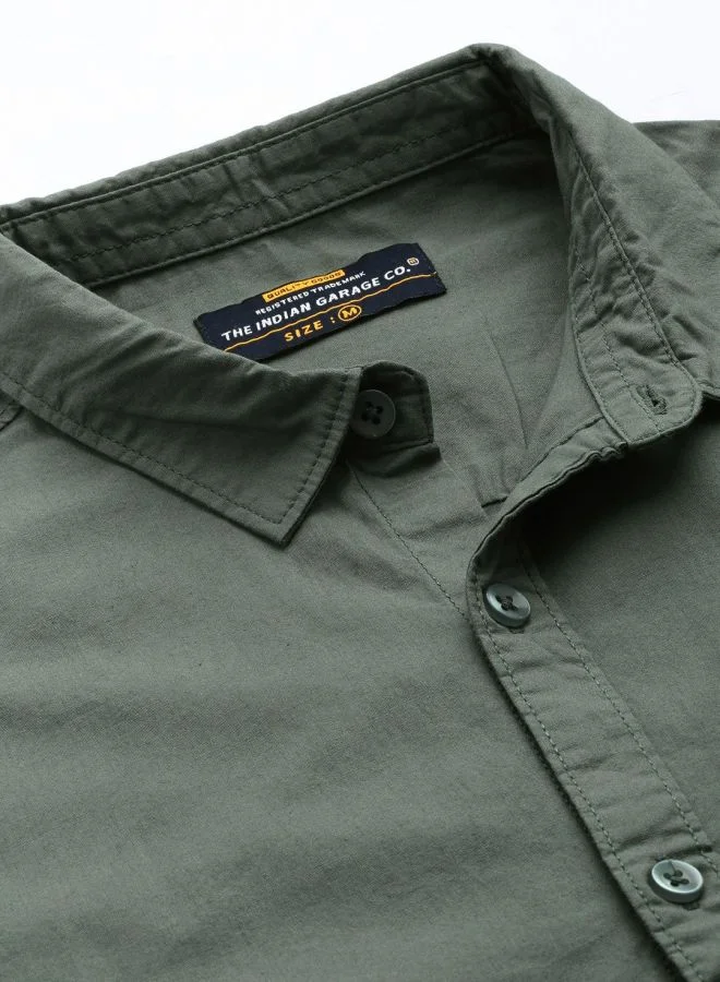 شركة المرآب الهندية Men Regular Fit Solid Full Sleeves Cutaway Collar Casual Shirt