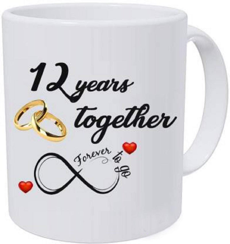 Alexus Happy 12th Marriage Anniversary 12 year love Ceramic Coffee Mug Slogan Quote Printed Ceramic Coffee & Tea Mug, Cup Best Gifts For Wedding/Anniversary/Couple/Marriage/Birthday/Return Gift -(350 ML) - White - Image 5