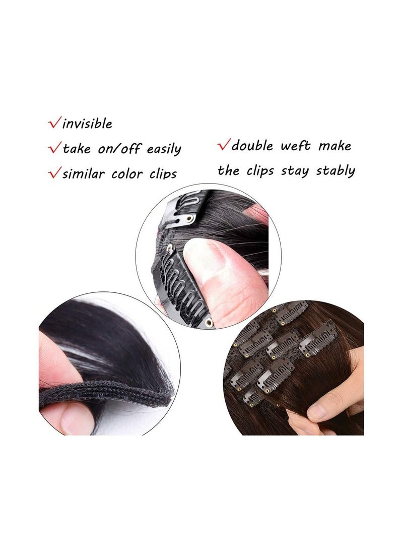 Estelle Clip in Remy Human Hair Extensions for Woman, Body Wave 100g ,7 Pieces ,16 Clips (Nature Black) - Image 2