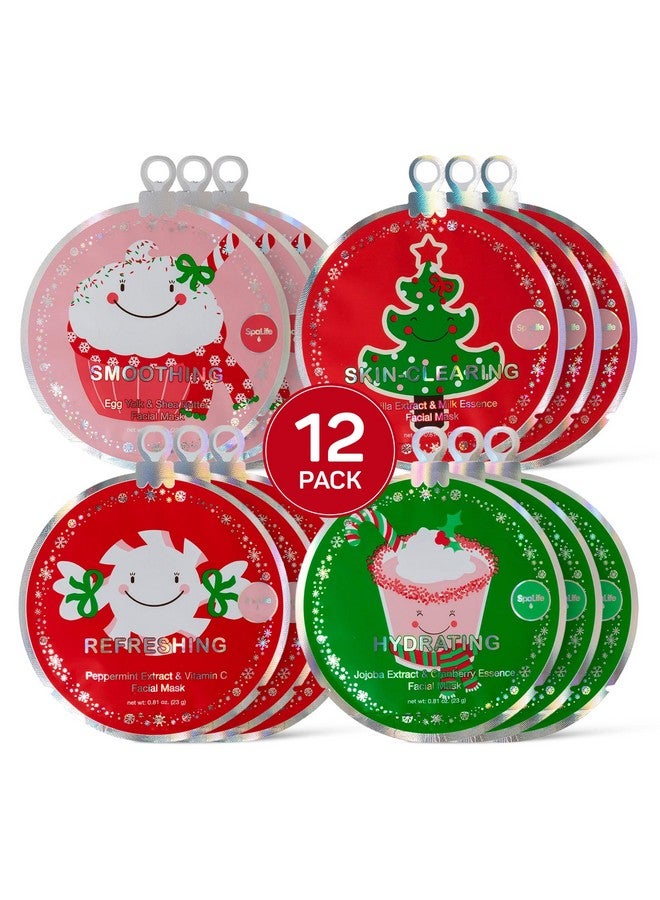 سبا لايف أقنعة الوجه المحشوة في جوارب عيد الميلاد - عبوة من 12 قناعًا ورقيًا للوجه لترطيب البشرة وتنعيمها وتنقيتها - مجموعة للعناية بالبشرة لترطيب البشرة وتلطيفها - Image 1