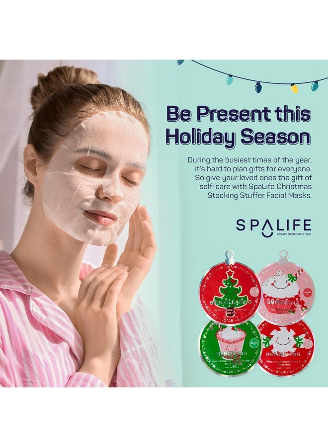 سبا لايف أقنعة الوجه المحشوة في جوارب عيد الميلاد - عبوة من 12 قناعًا ورقيًا للوجه لترطيب البشرة وتنعيمها وتنقيتها - مجموعة للعناية بالبشرة لترطيب البشرة وتلطيفها - Image 3