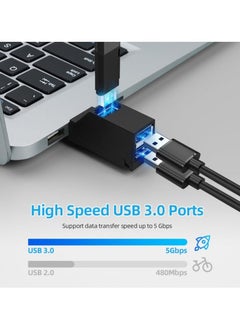 ماركة غير محددة Mini USB Hub USB-A to USB-A – Compact 3-Port USB 3.0  2.0 Adapter, High-Speed Data Transfer  Expansion for Laptop, PC, USB Flash Drive, External HDD, Keyboard  More  - Image 3