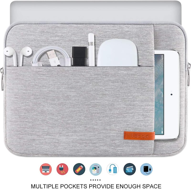 Lacdo 14 Inch Laptop Sleeve Case Computer Bag for HP Lenovo Dell ASUS Acer Chromebook 14 / HP Stream 14 / Dell Inspiron 14 / Lenovo IdeaPad 14 / Acer Spin 3 / ASUS ZenBook 14 Water-Resistant, Gray - Image 4