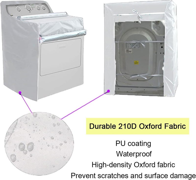 ELECDON Washer and Dryer Covers, Top Load Washing Machine Cover Laundry Dryer Protect Cover Dustproof Waterproof Zipper Design for Easy Use Fit for Most Front-loading Machine - Image 5