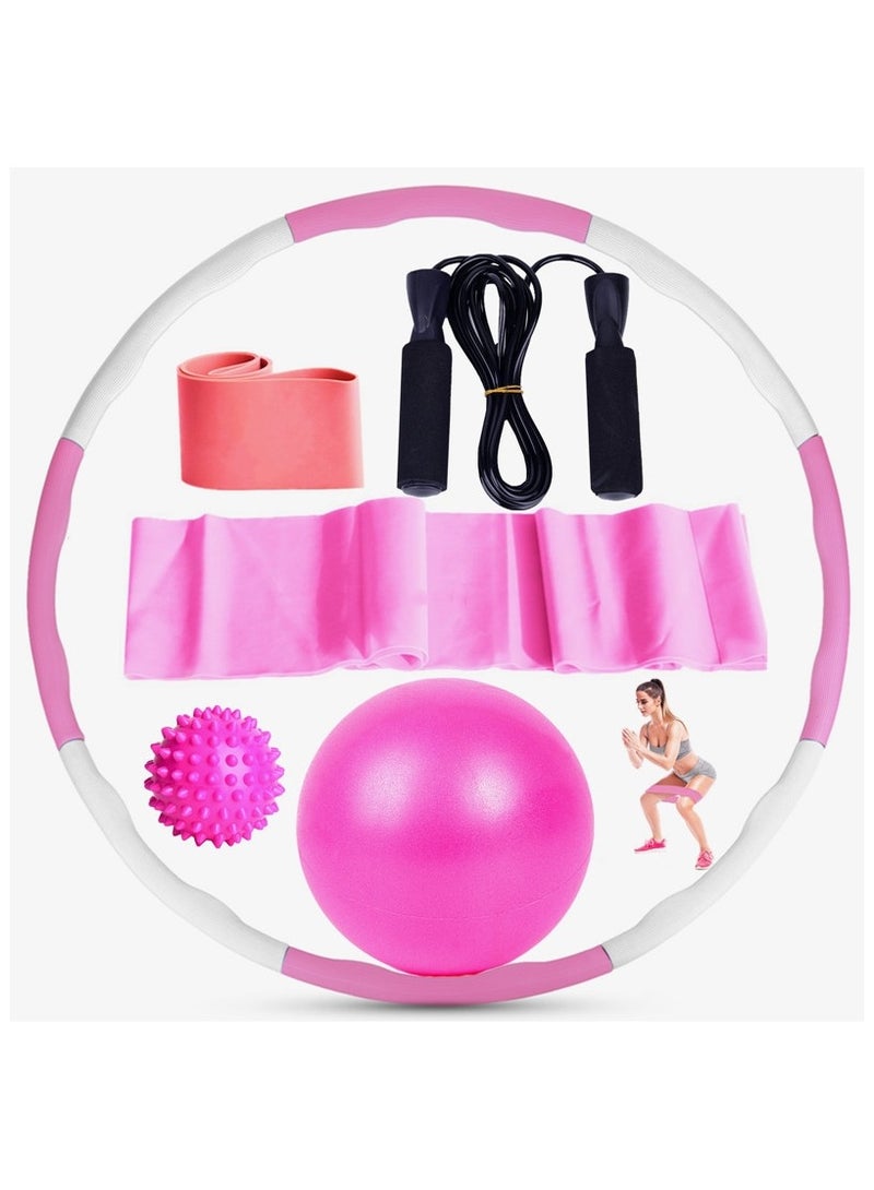 XiuWoo Yoga Sets for Women Pilates At Home Equipment,Hula Hoop, Tension Band, Yoga Ball, Latex Hoop, Massage Ball, Rubber Skipping Rope For Full Body Workouts - Image 1
