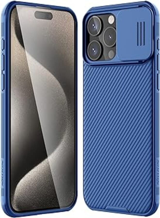 Nillkin Nillkin for iPhone 15 Pro Max Case with Sliding Camera Cover [Upgraded Lens Protection] [Hard PC+TPU Bumper], Slim Shockproof Protective Phone Case 6.7" 2023, Blue 