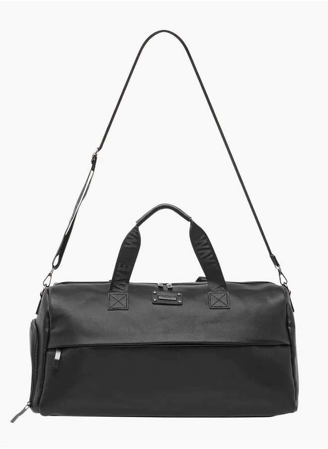 Wave Men's Textured Duffle Bag with Detachable Strap and Zip Closure One Size