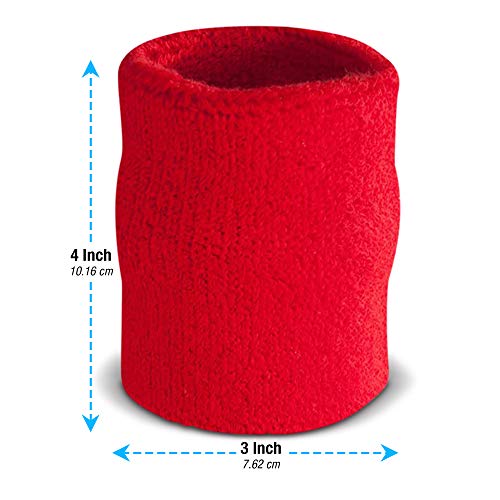 Suddora Arm Sweatbands, Absorbent and Breathable Thick Cotton Bands for Working Out, Gymnastics, Basketball, Tennis, and Football, Multiuse 4-inch Wristbands for Costumes and Cosplay, Red - Image 4