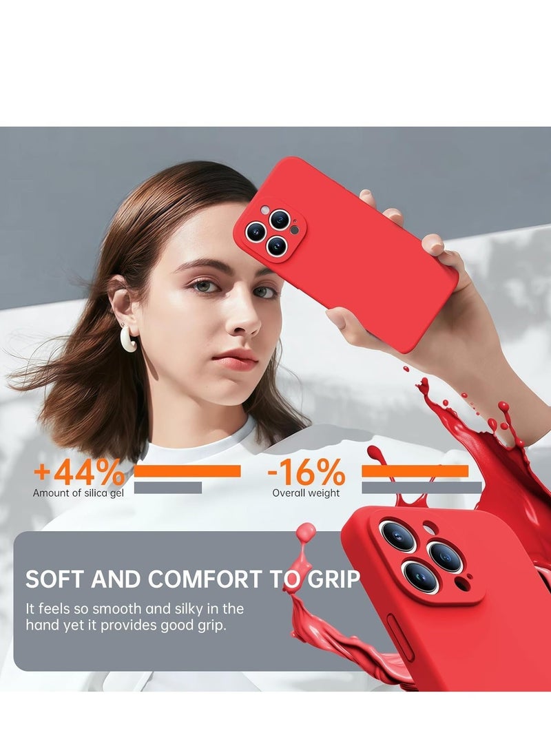 iPhone 16 Pro Max Case (6.9”) - MagSafe Compatible Liquid Silicone Protective Case with Upgraded Camera Protection & 2 Screen Protectors - Red - Image 3