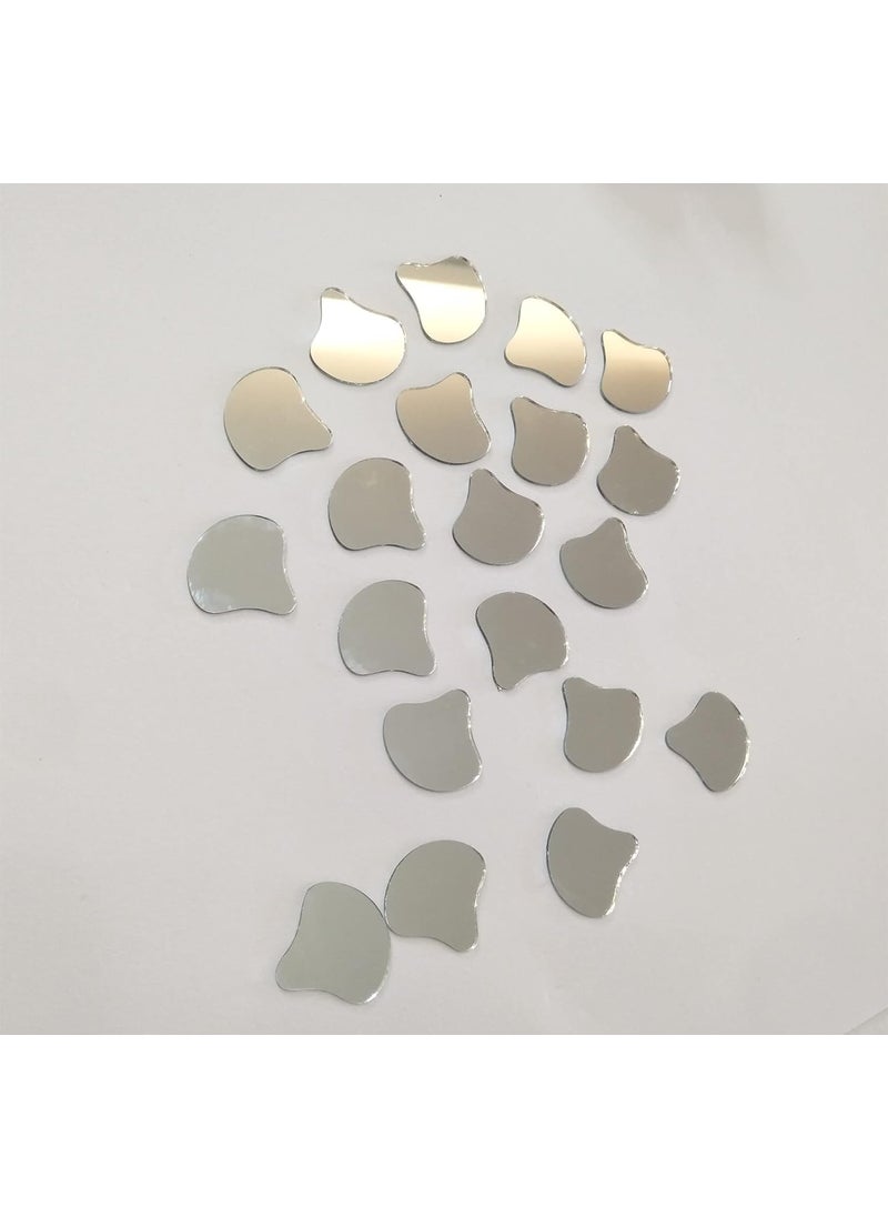 MEYA 100pcs of Shell Mosaic Tiles ShapeGlass Mirror Pieces for DIY Crafts Home DecorationMirror Embellishments Silver Mirror  - Image 1