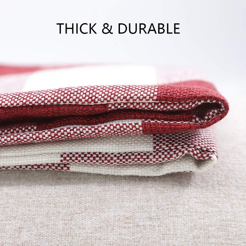 4TH Emotion Set of 2 Farmhouse Buffalo Check Plaid Throw Pillow Covers Cushion Case Polyester Linen for Christmas Home Decor Red and White, 18 x 18 Inches - Image 5