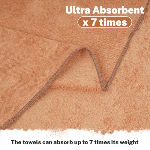 Fezora® Microfiber Weft Knitting Towels for Bath | Towels for Bath Large Size Bath Towel - Soft & Absorbent | 400 GSM | 1 Piece Bath Towel for Men/Women | 70 cms x 140 cms (Beige) - Image 3
