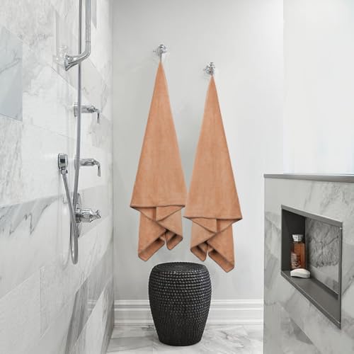 Fezora® Microfiber Weft Knitting Towels for Bath | Towels for Bath Large Size Bath Towel - Soft & Absorbent | 400 GSM | 1 Piece Bath Towel for Men/Women | 70 cms x 140 cms (Beige) - Image 4