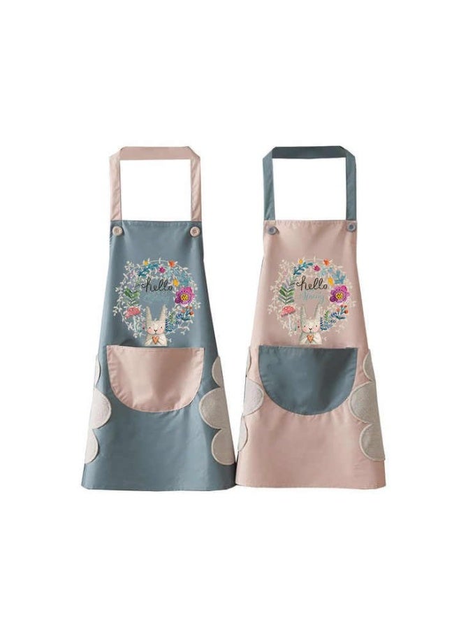 Waterproof & Oilproof Kitchen Apron with Pockets – Adjustable PVC Bib Apron for Women & Men Chef, Soft & Durable, Wipe-Clean, Blue and pink - Image 1