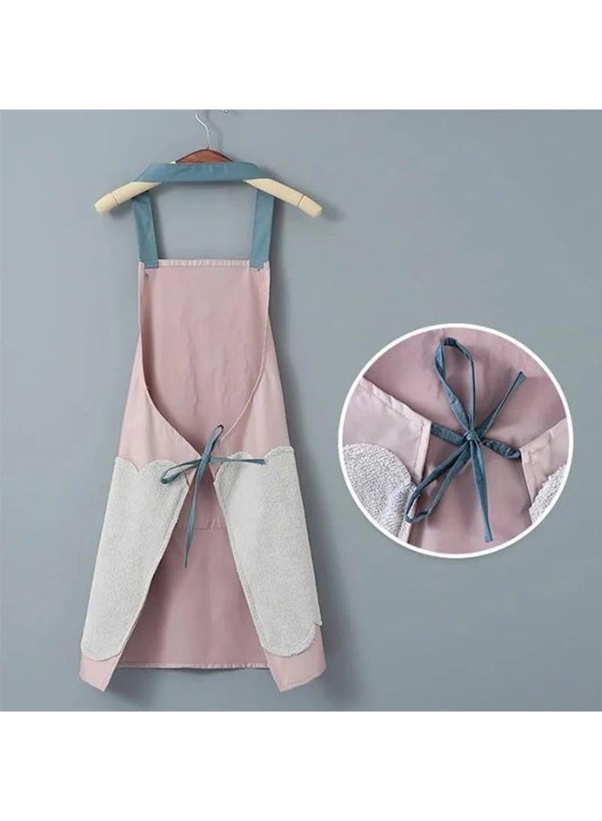 Waterproof & Oilproof Kitchen Apron with Pockets – Adjustable PVC Bib Apron for Women & Men Chef, Soft & Durable, Wipe-Clean, Blue and pink - Image 5