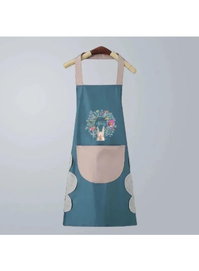 Waterproof & Oilproof Kitchen Apron with Pockets – Adjustable PVC Bib Apron for Women & Men Chef, Soft & Durable, Wipe-Clean, Blue and pink - Image 2