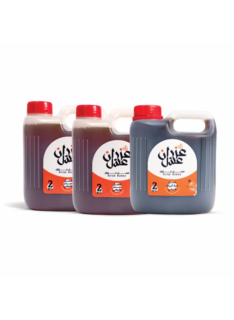 Azran honey Azran Natural Honey Offer | 2 Sidr Honey + 2 Sidr Honey + 2 Black Seed Honey | 6 Packages of Premium Natural Honey | An Economical Offer for Family and Hospitality - Image 1