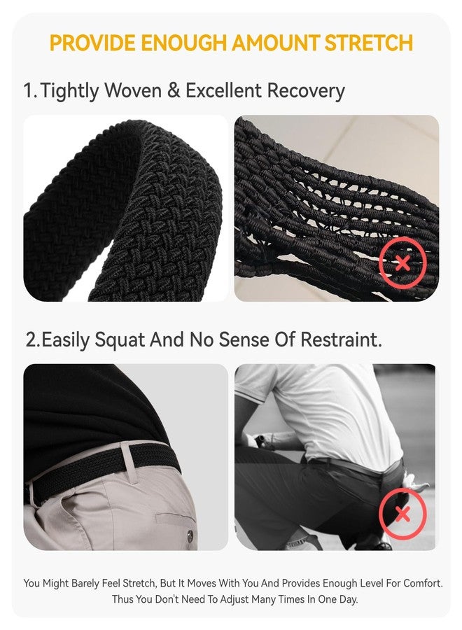 CHAOREN Golf Belts for Men - Elastic Braided Mens Belts Stretchable 1 3/8"- Grey Belt for Daily Use - Image 4