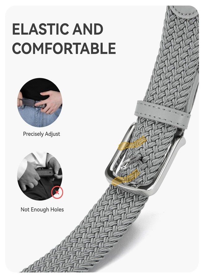 CHAOREN Golf Belts for Men - Elastic Braided Mens Belts Stretchable 1 3/8"- Grey Belt for Daily Use - Image 3