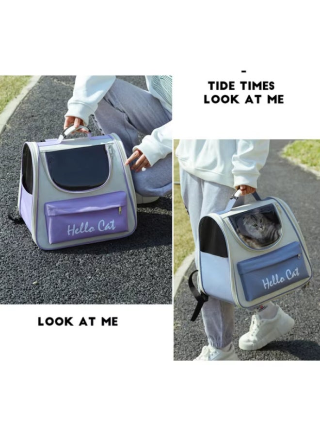 Generic Breathable Pet Carrier & Travel Shoulder Backpack - 37x34x25 cm - Purple - Image 3
