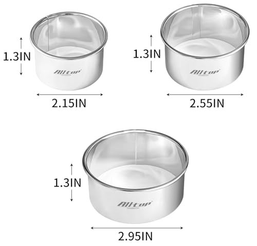 ALL-TOP ALLTOP Circle Biscuit Cutter Set –Stainless Steel Baking Supplies for Effortless Round Cookie Shaping, Pastry & Fondant Tool Creation–Precise Cut Kitchen Utensil for Sandwich, Scone, Donut -3PC Round - Image 3